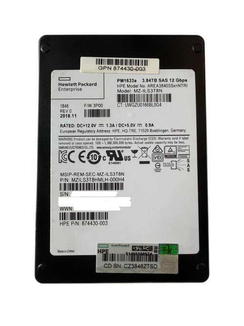 SAS SSD PM1643 3.84TO 12Gpbs